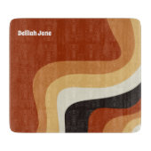 レトロ70sオレンジグルービーヒッピーパーソナライズされた カッティングボード (正面)