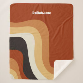 レトロ70sオレンジグルービーヒッピーパーソナライズされた シェルパブランケット