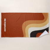 レトロ70sオレンジグルービーヒッピーパーソナライズされた ビーチタオル (正面)