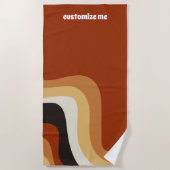 レトロ70sオレンジグルービーヒッピーパーソナライズされた ビーチタオル (正面)