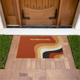 レトロ70sオレンジヒッピーパーソナライズされたホーム ドアマット
