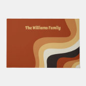 レトロ70sオレンジヒッピーパーソナライズされたホーム ドアマット (正面)