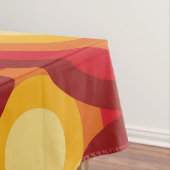 レトロ70sオレンジ色の黄色の赤い円のパターン テーブルクロス (インサイチュ)