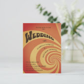 レトロ70sオレンジ色の黄色のQRコード結婚s ポストカード (スタンド正面)