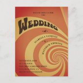 レトロ70sオレンジ色の黄色のQRコード結婚s ポストカード (正面)