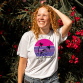 レトロ70sカリフォルニアビーチヴィーベピンクパープルサンセット tシャツ