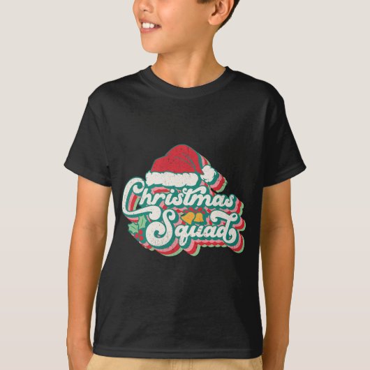 レトロ70sクリスマススクワッドチームサンタファミリーマッチ tシャツ (正面)