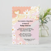 レトロ70sグルービーデイジーピーチガールベビーシャワーインヴィ 招待状 (スタンド正面)