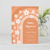 レトロ70sグルービーデイジーボホレインボーベビーシャワー 招待状 (スタンド正面)