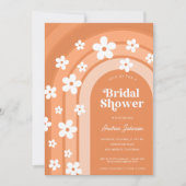 レトロ70sグルーヴィデイジーボホレインボーブライダルシャワー 招待状 (正面)