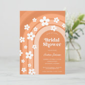 レトロ70sグルーヴィデイジーボホレインボーブライダルシャワー 招待状 (スタンド正面)