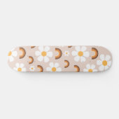 レトロ70sグルーヴィヒッピーデイジー&テラコッタレインボー スケートボード (横)