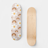レトロ70sグルーヴィヒッピーデイジー&テラコッタレインボー スケートボード (正面)