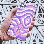 レトロ70'sグルーヴィーピンクパープルサイケデリックモノグラム Case-Mate iPhoneケース