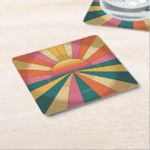 レトロ70sサンセットコースターセット スクエアペーパーコースター (アングル)