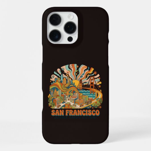 レトロ70'sサンフランシスコ グルービー iPhoneケース (裏面)