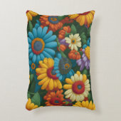レトロ70sスタイルカラフルデイジー アクセントクッション (正面(垂直))