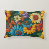 レトロ70sスタイルカラフルデイジー アクセントクッション (裏面)