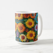 レトロ70sスタイルカラフルデイジー コーヒーマグカップ (正面右)