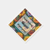 レトロ70sスタイルカラフルデイジー スタンダードカクテルナプキン (角)