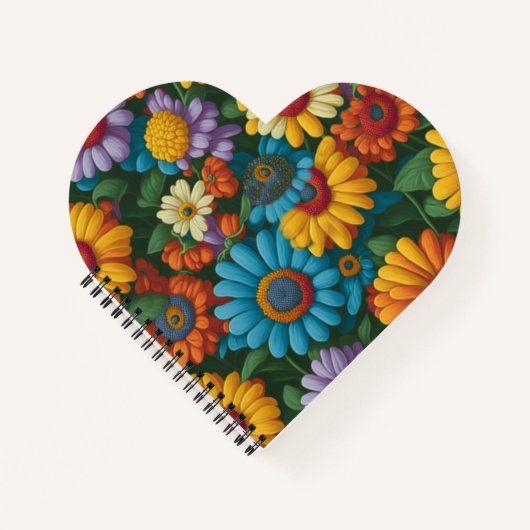 レトロ70sスタイルカラフルデイジー ノートブック (正面)