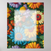 レトロ70sスタイルカラフルデイジー ポスター (正面)