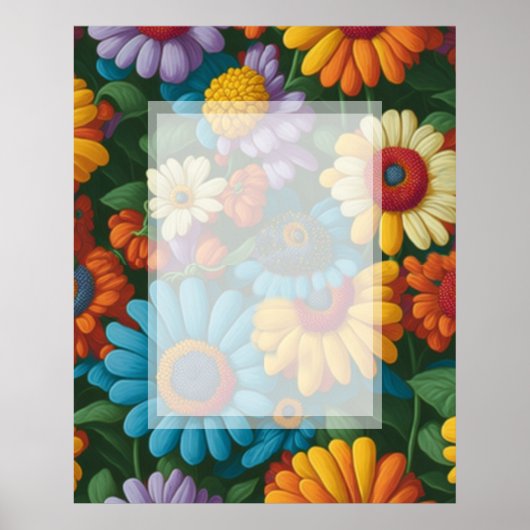 レトロ70sスタイルカラフルデイジー ポスター (正面)