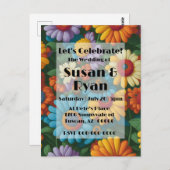 レトロ70sスタイルカラフルデイジー ポストカード (正面/裏面)