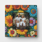 レトロ70sスタイルカラフルフローラの個人用写真 フォトプラーク (正面)