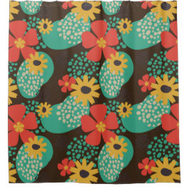 レトロ70sスタイルシャワーカーテン シャワーカーテン