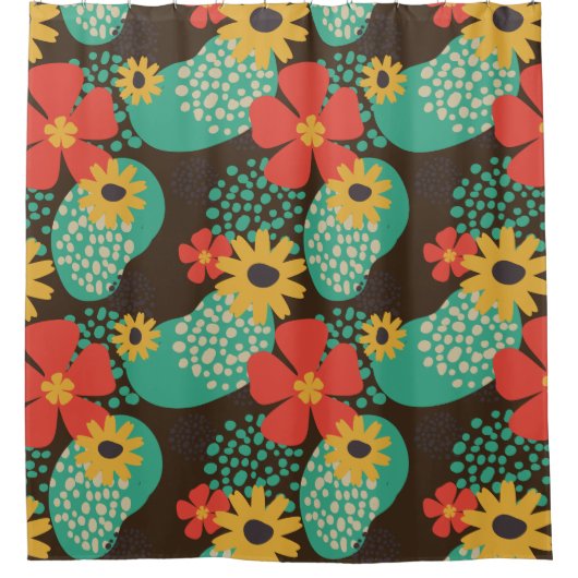 レトロ70sスタイルシャワーカーテン シャワーカーテン (正面)