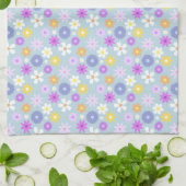 レトロ70sスタイルフラワーストリップパターンパステルカラー キッチンタオル (折り畳み)