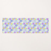 レトロ70sスタイルフラワーストリップパターンパステルカラー ヨガマット (正面(横))