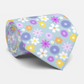 レトロ70sスタイルフラワーパターンパステルカラー ネクタイ (ロール)