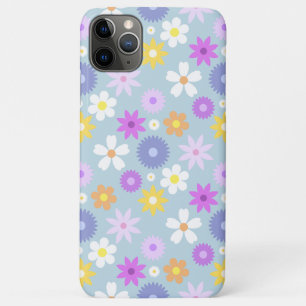 レトロ70sスタイルフラワーパターンパステルカラー iPhone 11 pro maxケース