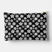 レトロ70sスタイルフラワーモノクロRptパターン アクセサリーポーチ (裏面)