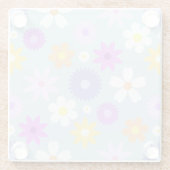 レトロ70sスタイルフラワーLgパターンパステルカラー ガラスコースター (裏面)