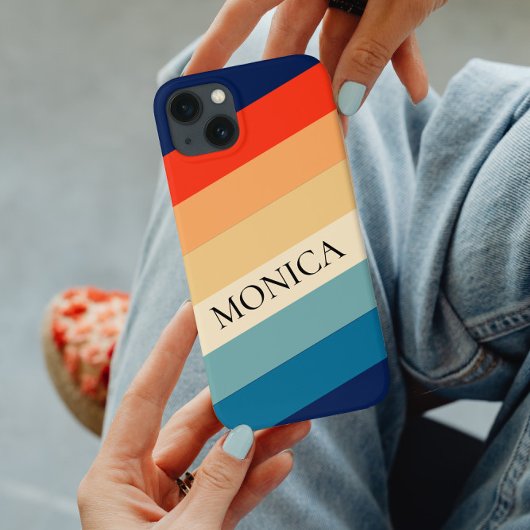 レトロ70sストライプGroovyカラーブロックパーソナライズされた Case-Mate iPhoneケース