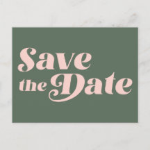 レトロ70sタイポグラフィピンクと緑の日付を保存