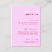 レトロ70sタイポグラフィピンクと赤結婚の詳細 エンクロージャーカード (正面)