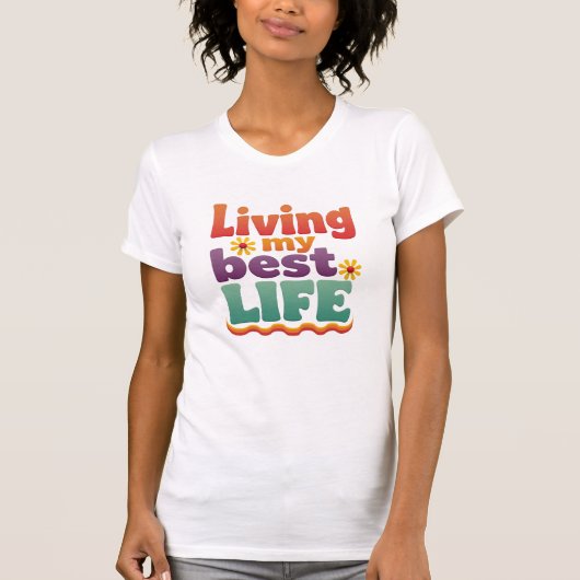レトロ70sタイポグラフィーが輝く最高の人生 tシャツ (正面)