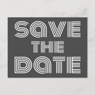 レトロ70sディスコスタイル白黒日付の保存 ポストカード