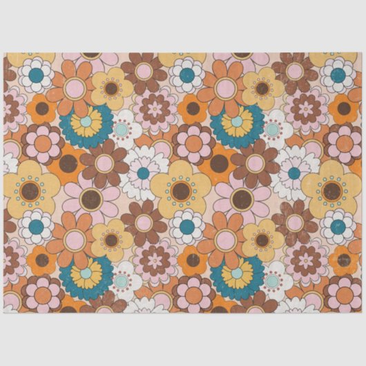 レトロ70sデイジーGroovyフローラヴィンテージの分離 薄葉紙 (正面)