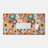 レトロ70sデイジーGroovyフローラヴィンテージホームオフィス デスクマット (キーボード&マウス)