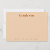 レトロ70sデザインブパーソナライズされたロ結婚ーンの名前 サンキューカード (正面)