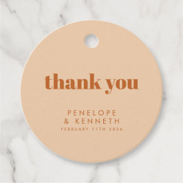 レトロ70sデザインブラウン結婚ズカスタムありがとう フェイバータグ