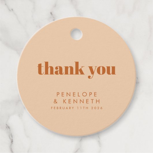 レトロ70sデザインブラウン結婚ズカスタムありがとう フェイバータグ (正面)