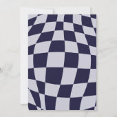 レトロ70sネイビー市松模様にル・アーチ写真卒業 招待状 (裏面)