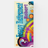 レトロ70sヒッピーの芸術の退職パーティー 横断幕 (縦)