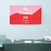 レトロ70sピンクと赤のネオン結婚ズ 横断幕 (トレードショー)
